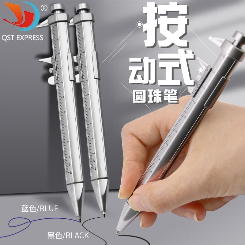 Caliper-shaped ballpoint pen, creative plastic calipers, multi-purpose gift measuring ruler for students, 0-100mm calipers