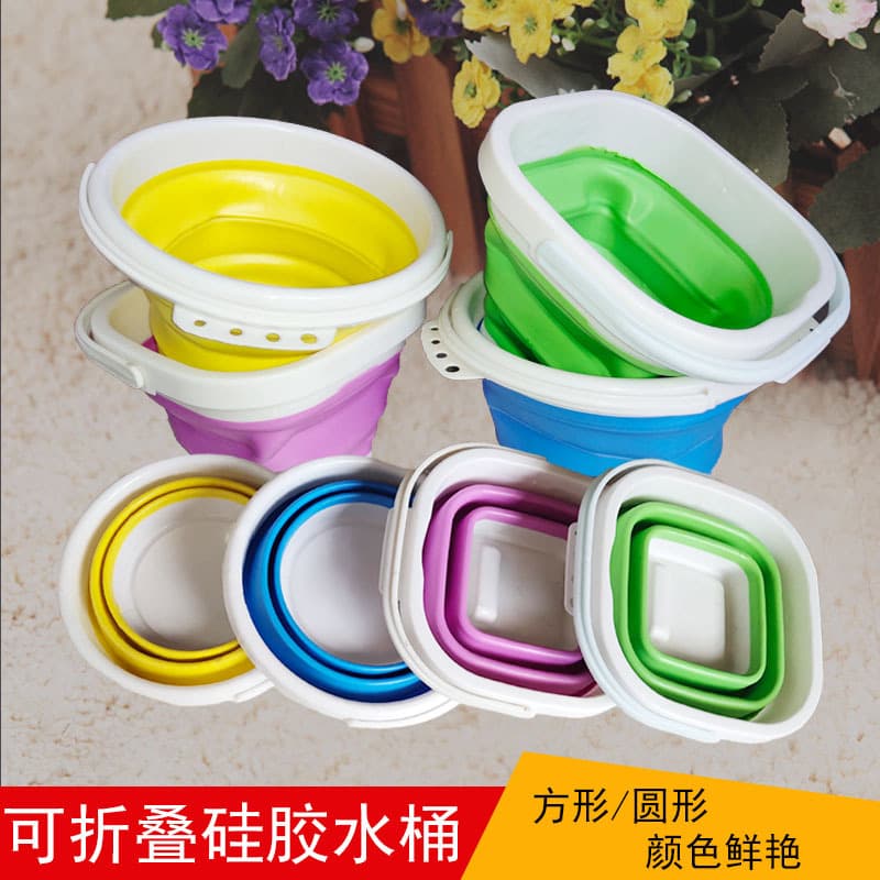 Silicone Collapsible Bucket Multi-Functional Foldable Water Bucket Portable Plastic Car Wash Fishing Bucket Art Outdoor Sketching Brush Washer