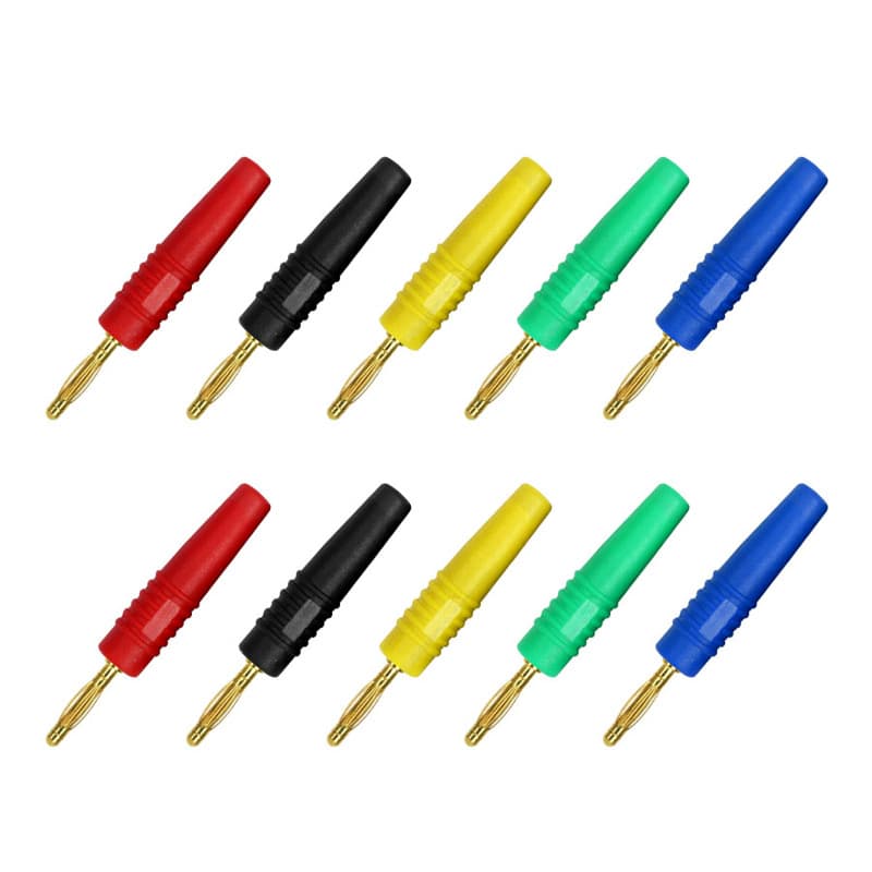 2.5mm Pure Gold-Plated Copper Banana Plugs with 3mm Solder Hole, Solderable Banana Connectors