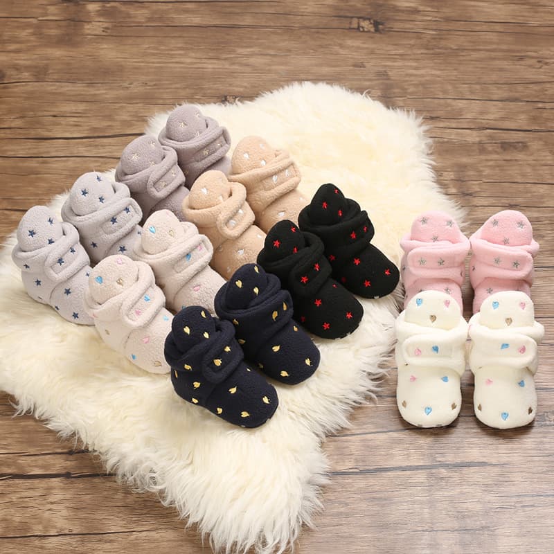 Winter Infant Cotton Shoes for 0-6-12 Months, Soft-Soled Fleece-Lined Thick Warm Walking Shoes for 0-1 Year Babies