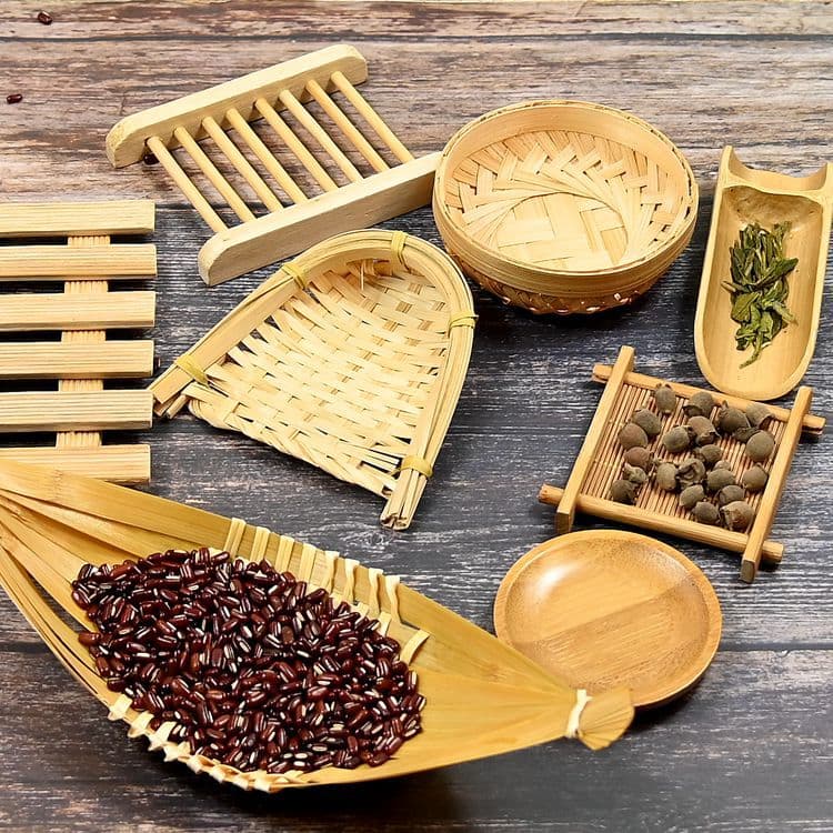 Chinese Style Handmade Bamboo Wood Mini Photography Background Props for Food, Grains, Groceries, Agricultural Products, Douyin Live Streaming
