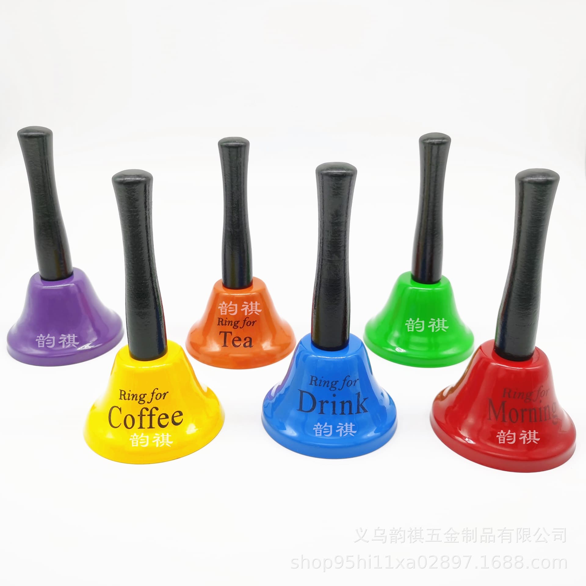 Metal rattle, fun hand rattle with wooden handle, 65mm or 75mm hand rattle, call bell, early education bell.