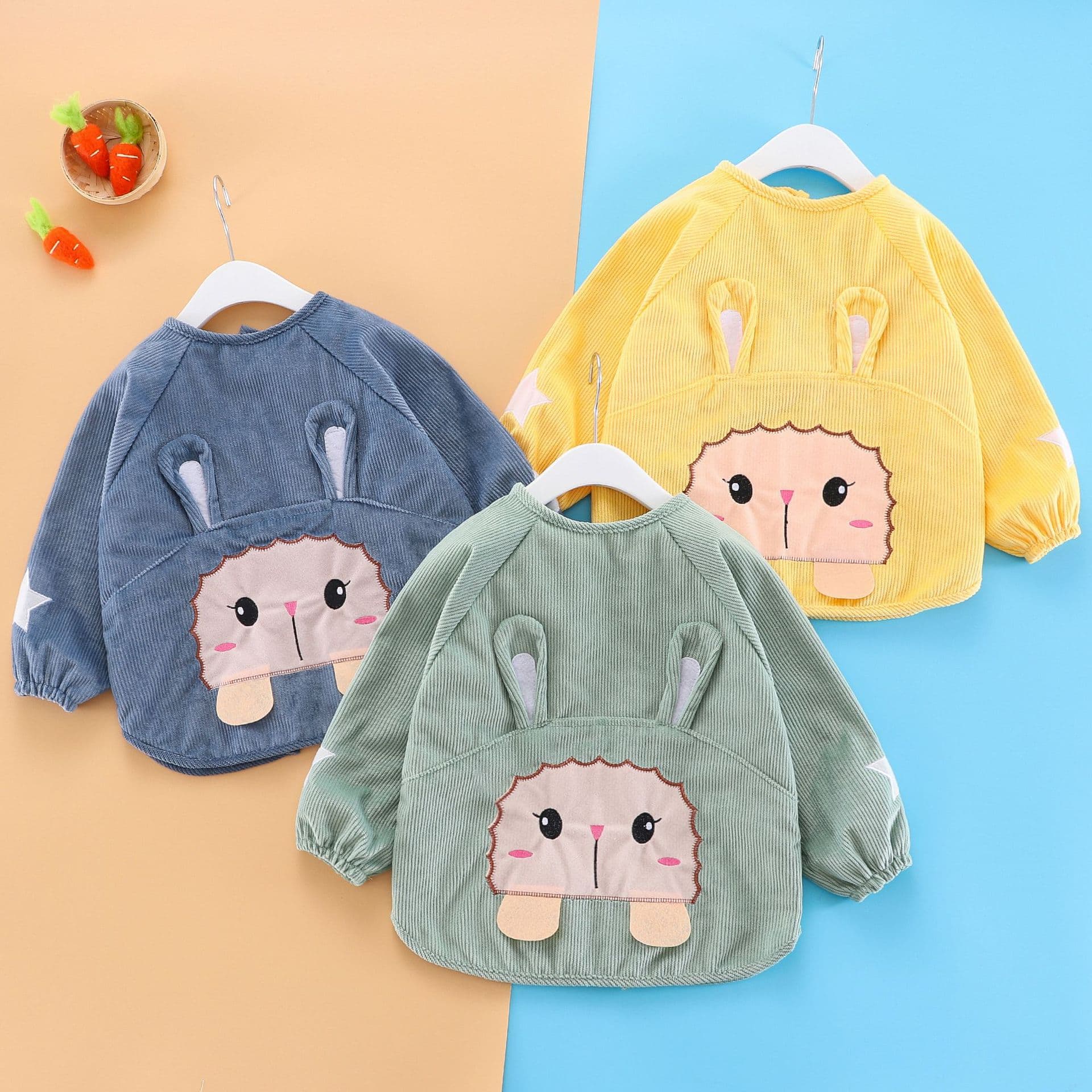 Children's Coverall with Crystal Fleece, Waterproof Reverse Wear Long-Sleeved Smock and Bib Skirt for Boys and Girls
