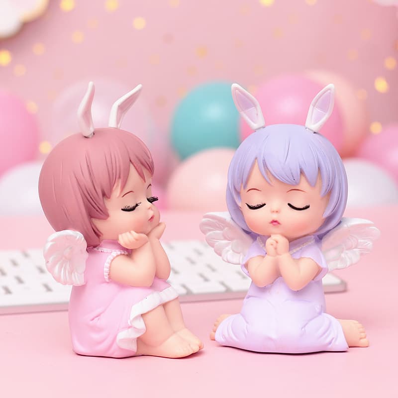 Adorable Angel Cartoon Toy Baking Cake Decoration Birthday Display Piece Children's Present Resin Craft Synthetic Material