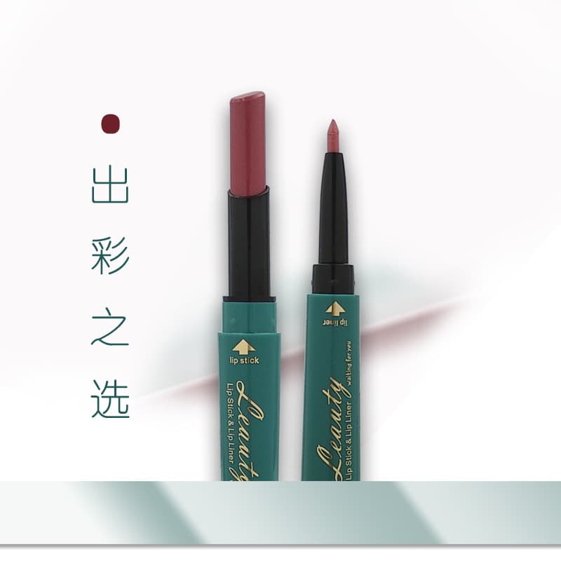 Dual-Ended Lipstick & Lip Liner, Matte & Satin Finish, Dropshipping Supported, Dusty Rose Red Brightens Skin Tone