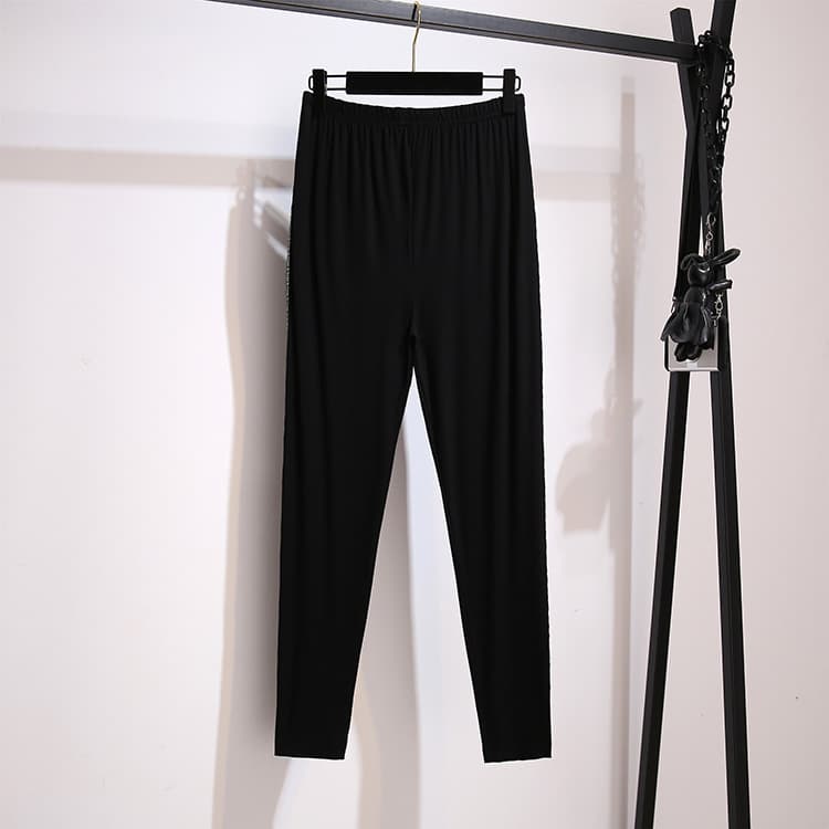 2020 Plus Size Sport Tapered Leg Pants for Women High-Waist Slimming Loose Curvy Girls Casual Black Tapered Nine-Point Fitness Pants
