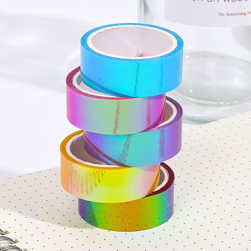Creative Rainbow Film Holographic Tape, Cool Colored Decoration Waterproof Tape, Student Scrapbook DIY Materials Collage