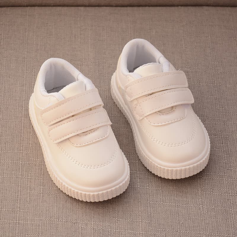 Spring Autumn Single Shoes Baby White Soft Sole Walking Shoes Year-Round Supply Toddler Shoes Girls Small Kids Leather Sports White Sneakers