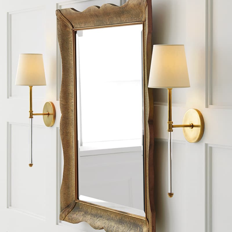 Post-Modern Minimalist Personalized All-Copper Light Luxury Restaurant Bedroom Bedside Lamp American Antique Villa Glass Pole Wall Lamp