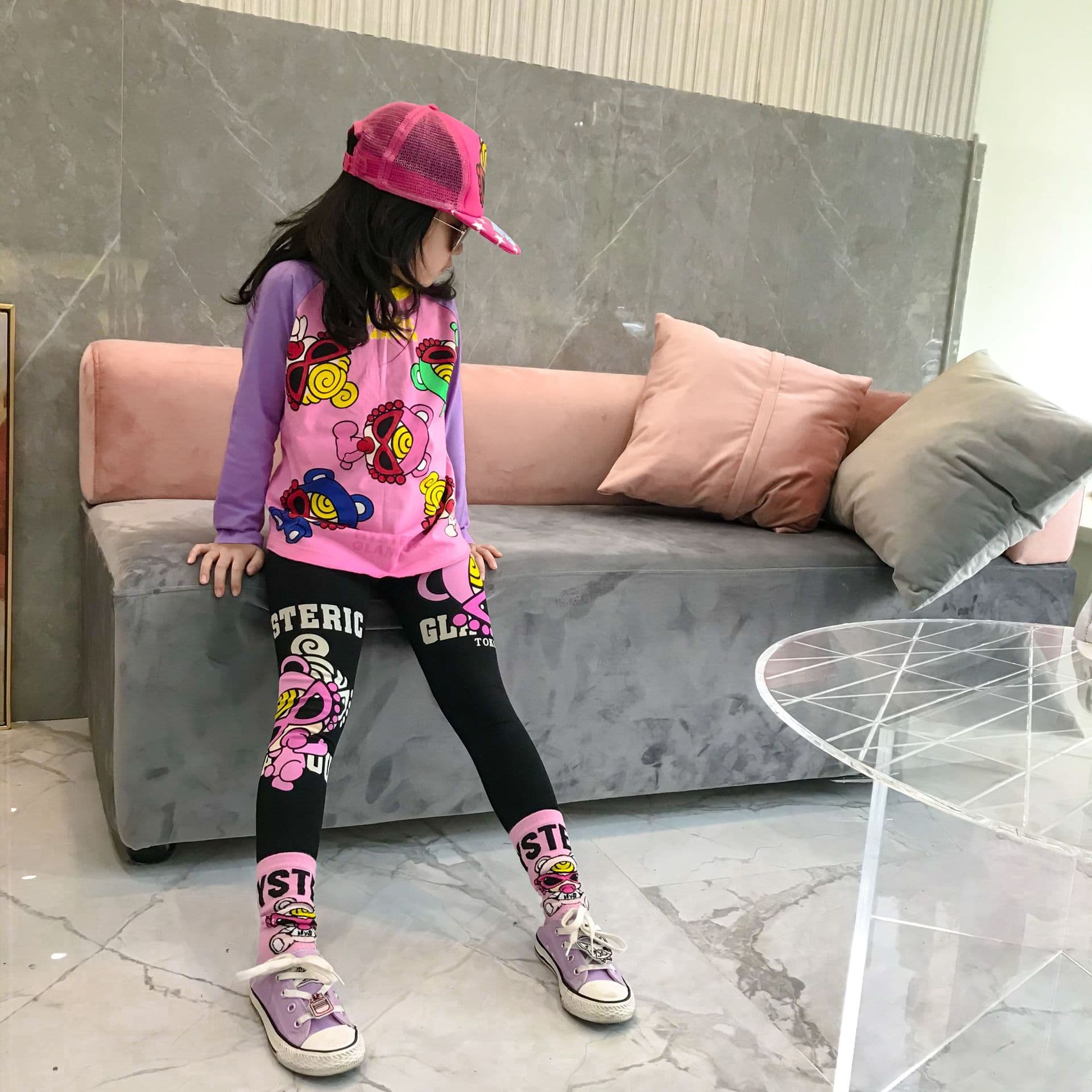 Parent-Child Base Layer Tights High-End Girls Cartoon Cotton Stretch Tight Pants Toddler Girls Cute Leggings Mom
