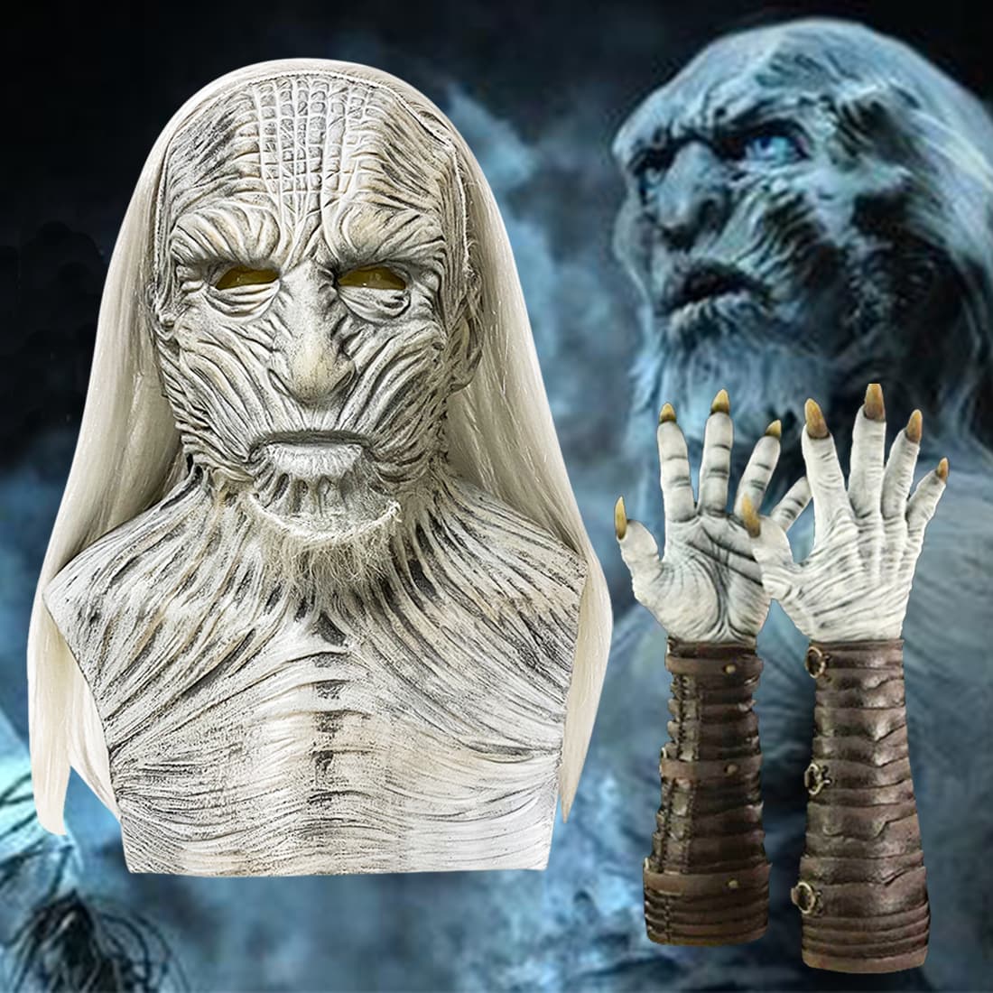 Halloween Horror Mask Latex Demon Ghost Face Game of Thrones Night King Mask Zombie Head Cover Factory Direct