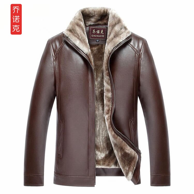 Winter style, fur-lined, middle-aged and elderly men's business PU leather jackets and coats, street vendor and night market wholesale.
