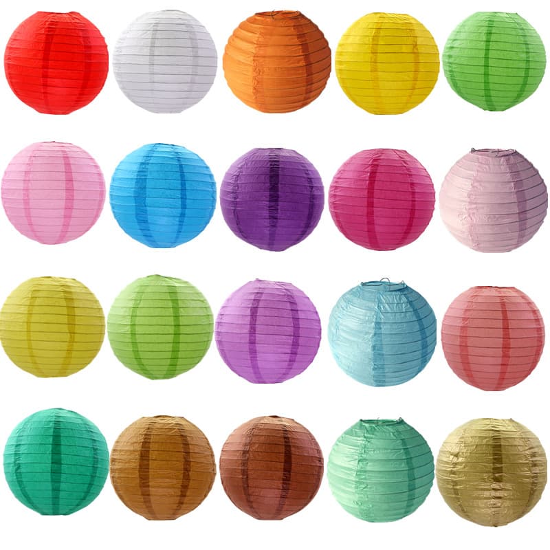 Wholesale handmade round colored paper lanterns for Mid-Autumn Festival, New Year's Day, Spring Festival, party decorations, shopping mall decorations, and festive supplies.