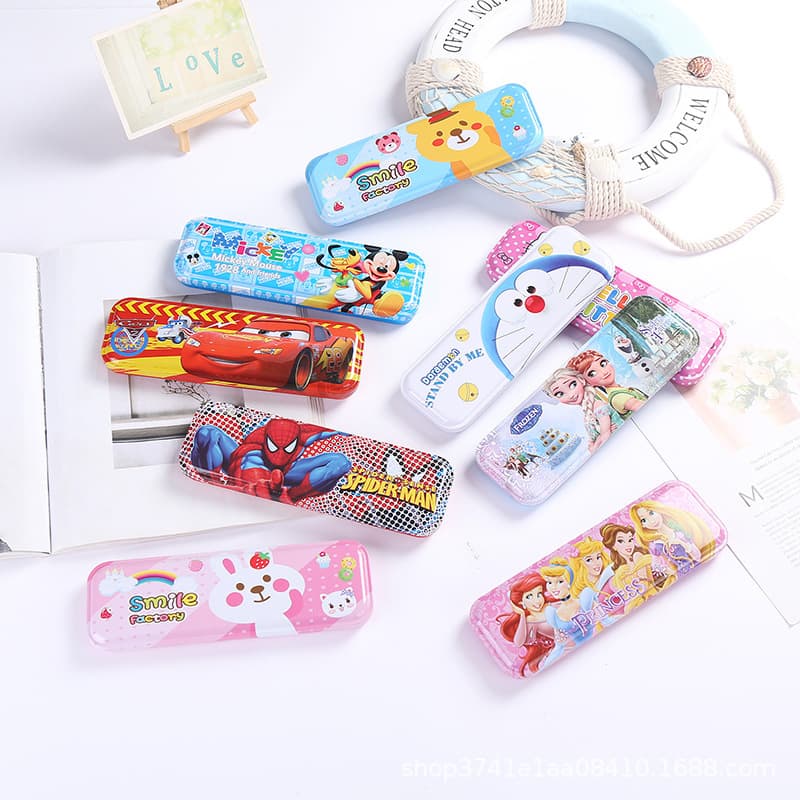 Small gifts kindergarten gifts primary school students creative cartoon stationery wholesale mini single layer tinplate pencil box
