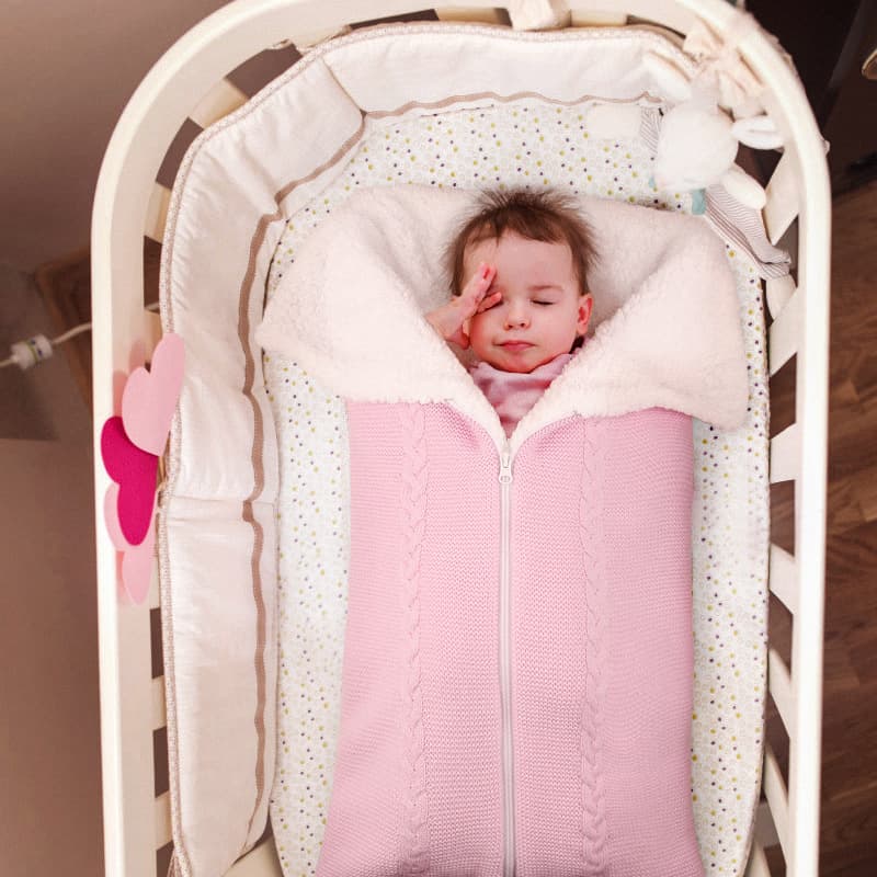 New Knitted Wool Fleece-lined Baby Sleeping Bag Two-in-one Baby Stroller Zipper Cover Blanket Outdoor Essentials
