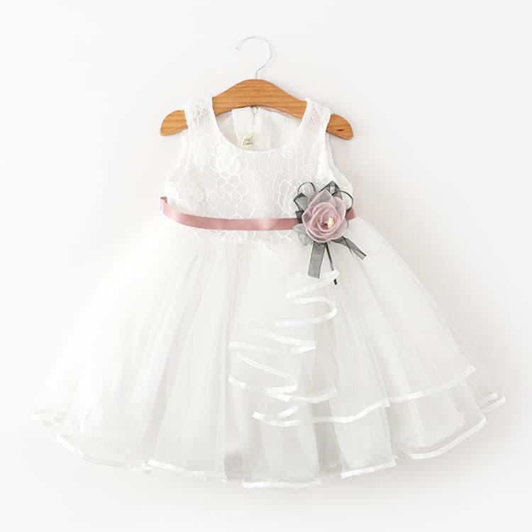 Kids Summer 2025 Korean Style Girls Dress, Sleeveless Lace Patchwork Dress