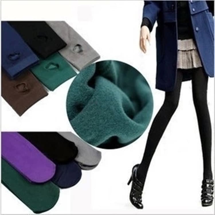 Brushed 100g Bamboo Charcoal Winter Thickened Footed Tights with Fleece Lining, Ankle-Length Women's Fleece Outerwear Footed Leggings