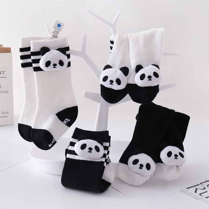 2024 Newborn Baby Mid-Calf Socks Kids Football Socks Panda Knee-High Socks Ins Hot-Selling Anti-Slip Floor Ankle Socks