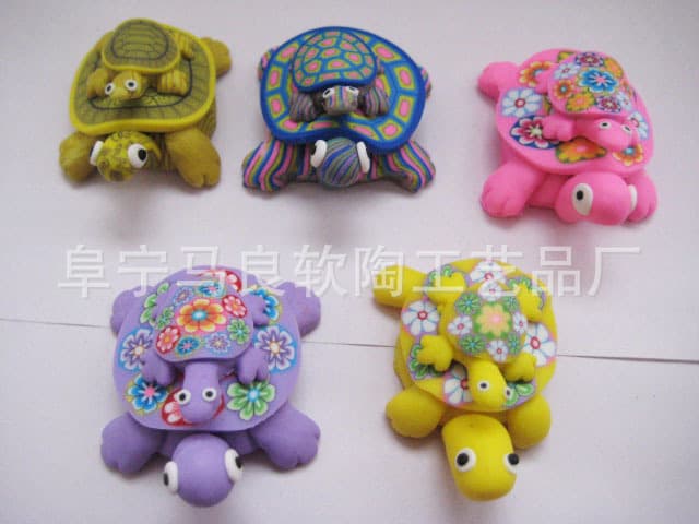 Polymer pottery crafts colorful little turtle mother and child turtle pottery meaning longevity polymer pottery jewelry wholesale