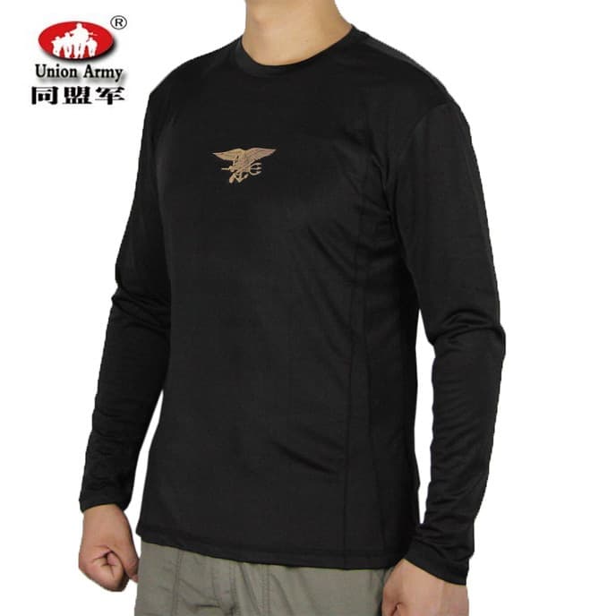 Allied Forces Outdoor Military Fan Quick-Drying Long-Sleeve T-Shirt Quick-Drying Outdoor T-Shirt Black