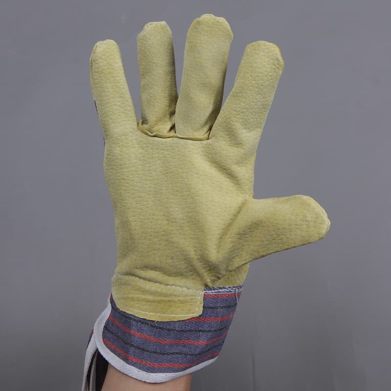 Durable Protective Leather Welding Gloves, Split Pig Leather Labor Short Welding Gloves