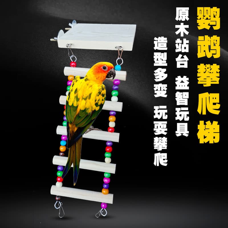 Parrot Toy Cloud Ladder Swing Climbing Ladder Bird Accessory Colorful Wooden Ladder Perch for Budgie Cockatiel Lovebird Cage
