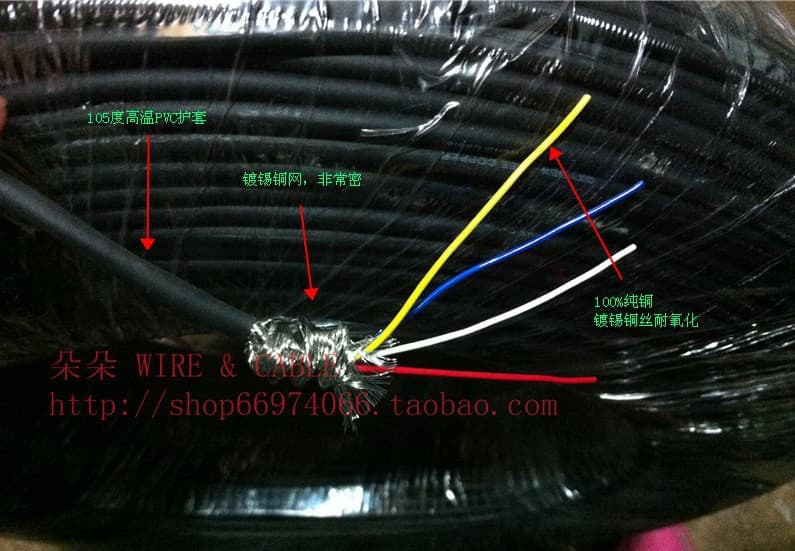 4-Core Shielded Cable with Tensile Resistance for Equipment Control Signal, 4*0.15mm² Ultra-Soft, Wear and Acid Resistant