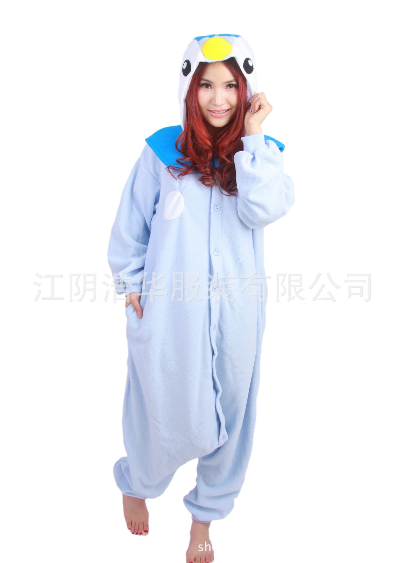 Winter Women's Cute Blue Penguin Couple Pajamas Cartoon Onesie Pajamas Homewear Foreign Trade Wholesale Factory Direct Sales