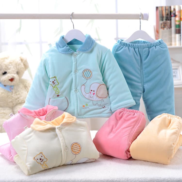New winter style Dr. Tang autumn and winter baby cotton coat set cartoon elephant lapel thickened cotton coat wholesale 1401