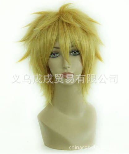Mirror Sound LEN Vocaloid Zhimo Gold Made Green Exorcist Cosplay Wig 023E