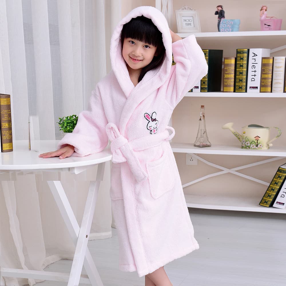 Hailiyuan pure cotton children's bathrobe, extra thick, soft, and absorbent baby bathrobe/children's pajamas/sleeves.