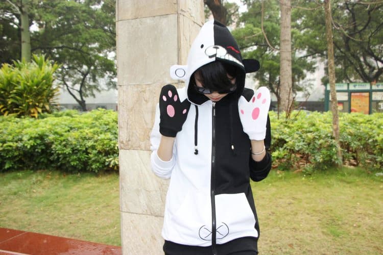 Monokuma Hoodie Danganronpa Monokuma Spring Autumn Zip-Up Hooded Jacket Super Cute Hoodie for Men and Women