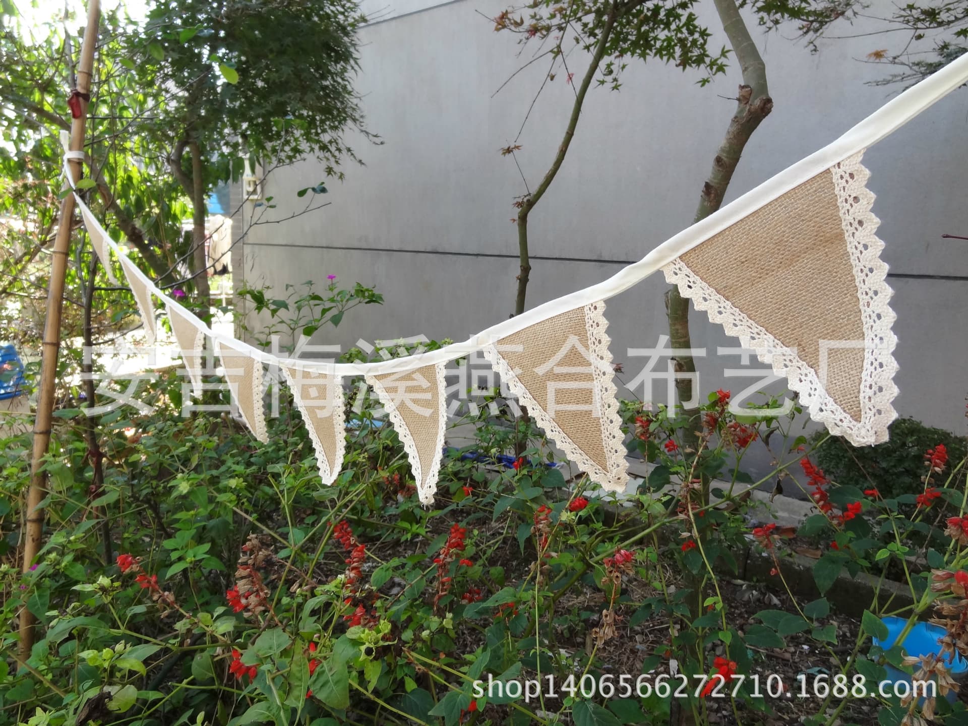Manufacturer [Long-term spot supply] Various wedding categories cotton edge linen triangular flag triangular flag linen flag