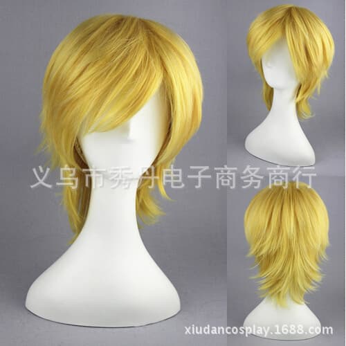 Xu Dan Vocaloid Kagamine Len Golden Yellow Cosplay Wig 012C Exquisite Styling
