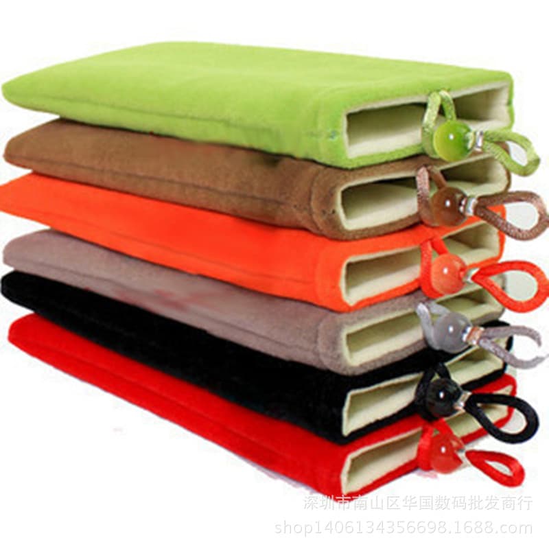 3.5 Inch 4.3 Inch 5.0 Inch Color Double Layer Flannel Pouch Power Bank Storage Bag Gift Phone Flannel Pouch