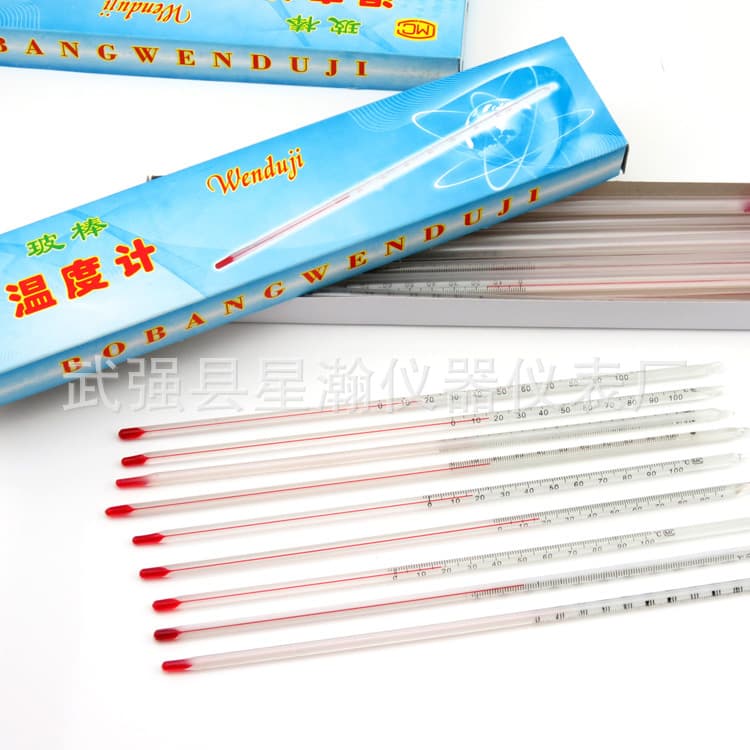 Factory Direct Red Liquid Glass Rod Thermometer, Alcohol Thermometer, Complete Specifications Available