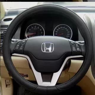 Leather Steering Wheel Cover with White Stitching, Fashionable Leather Steering Wheel Cover for All Seasons, Wholesale Car Steering Wheel Cover