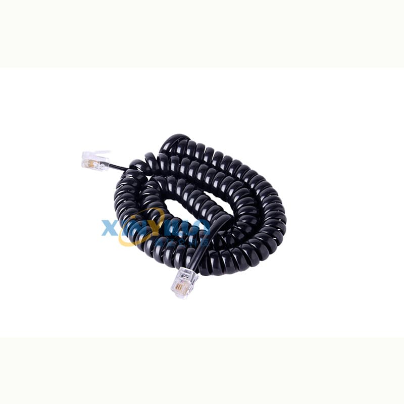 4P4C telephone handset cable, RJ9 handset cable, 3-meter black RJ10/RJ22 spring cable.