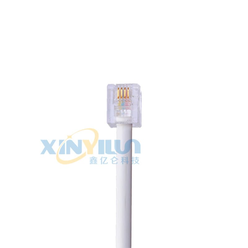 Landline telephone line RJ11 6p4c, American standard telephone connection cable, 4 cores, 10 meters, white.