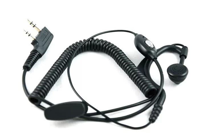 Walkie Talkie Headset Factory Wholesale Black Coiled Headset Curved Earphone Mic for Baofeng 888S