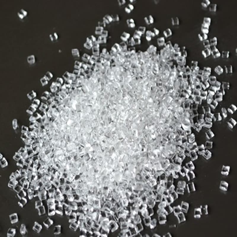 Transparent PMMA with white and blue granules; non-yellowing, black-spot-free transparent PMMA particles for lighting fixtures.