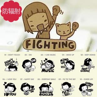 In Stock Korean Cartoon Anti-Radiation Stickers, 24K Gold-Plated Phone Decals, Digital Small Gifts Wholesale