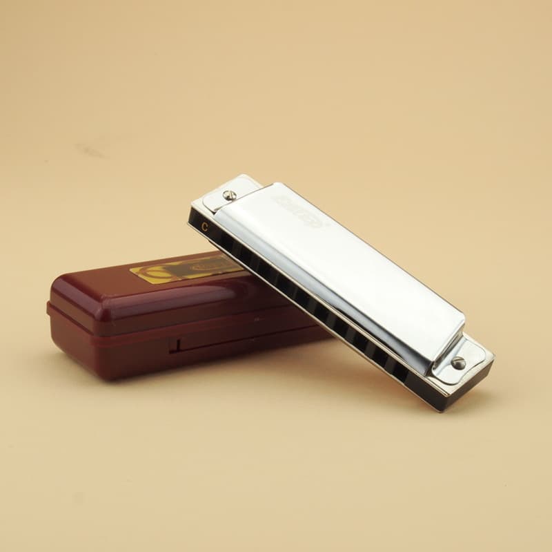 EASTTOP 10-Hole Blues Harmonica for Adults, Students, and Beginners, Red Plastic Case