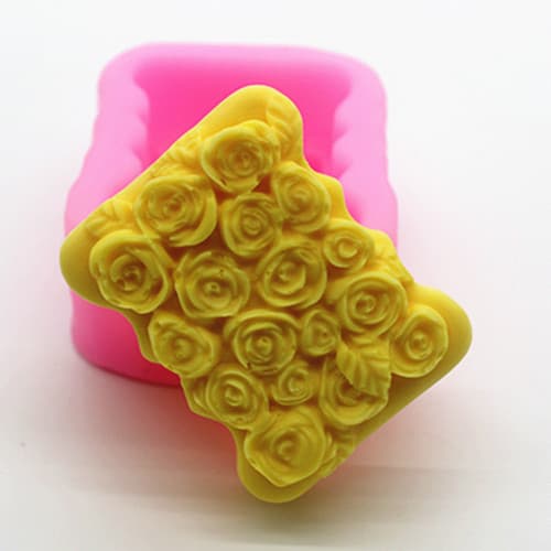 C383 Soap Mold / Handmade Soap Mold / Silicone Soap Mold Square Rose Pattern