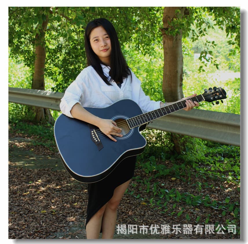 41-inch Linden Wood Folk Cutaway Practice Guitar AG41 Matte Black Beginner Acoustic Guitar Musical Instrument