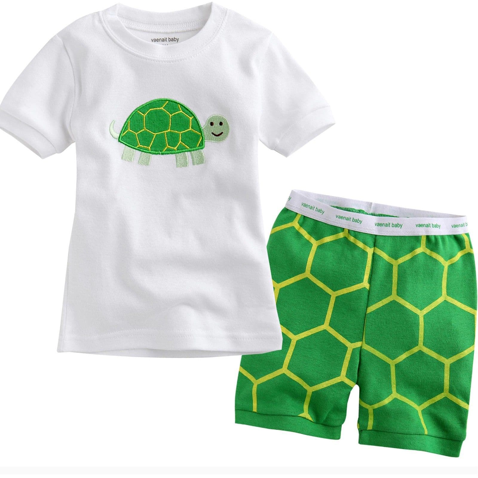 Explosions Summer Boys Cartoon Short Sleeve Green Turtle Homewear Baby Pajama Set
