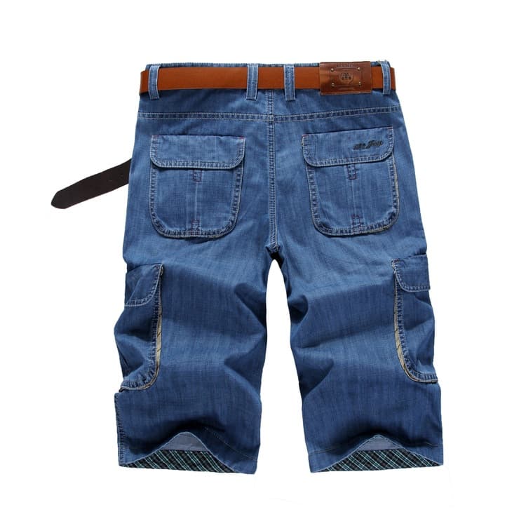 Battlefield Summer Straight Loose Thin Seven-tenths Denim Mid-length Shorts Cargo Pants Multi-pocket Men's Seven-tenths Shorts