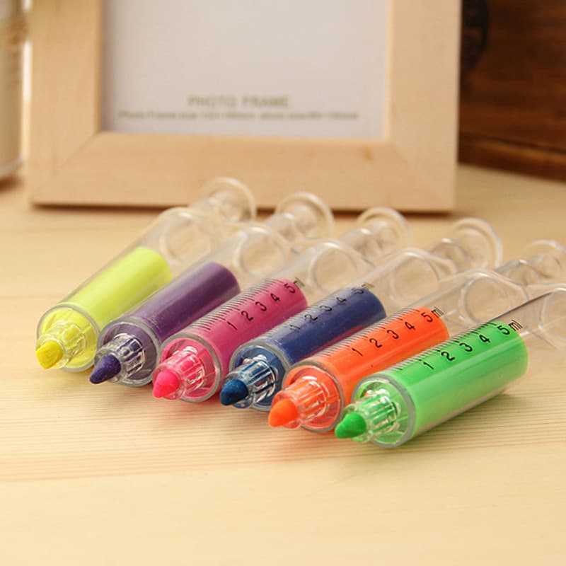 Color syringe highlighter color syringe creative stationery primary school students learning marking supplies advertising poster pen
