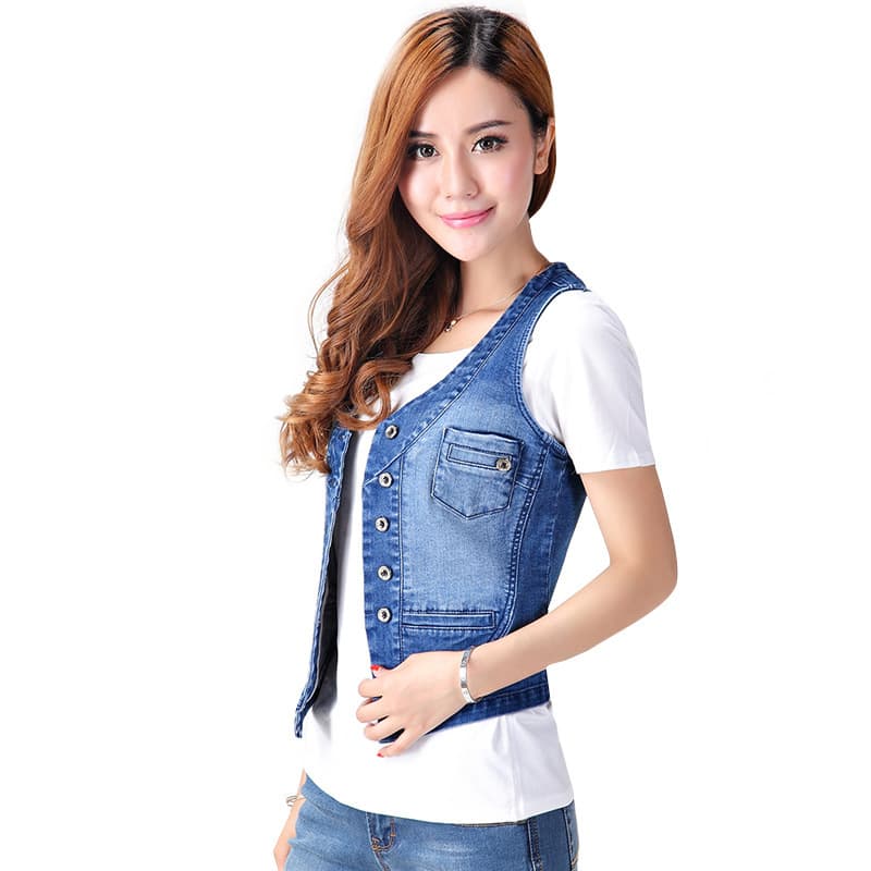 2025 Summer New Women's Korean Style Sleeveless Plus Size Denim Vest for Curvy Women Slim Fit Denim Vest