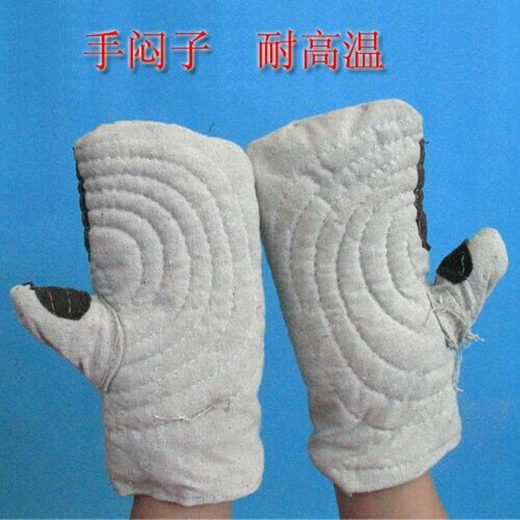 Wholesale Canvas Two-Finger Mittens Labor Protection Gray-White Gloves, Boiler Room High-Temperature Insulated Anti-Scald Two-Finger Gloves